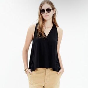 NWT Madewell black v neck blouse tank top sleeveless night out tank